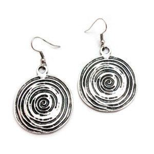 Flat Spiral Circle Zinc Earrings